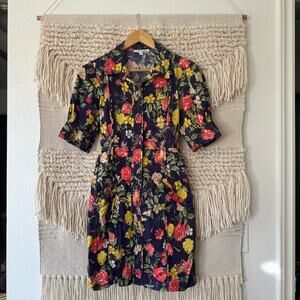 Marissa Webb Multi Floral Printed Puff Sleeve Dress